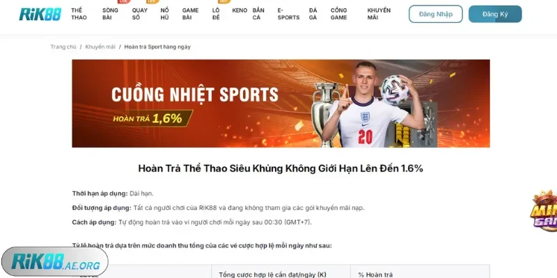 Hoàn trả dành cho dân cược thể thao