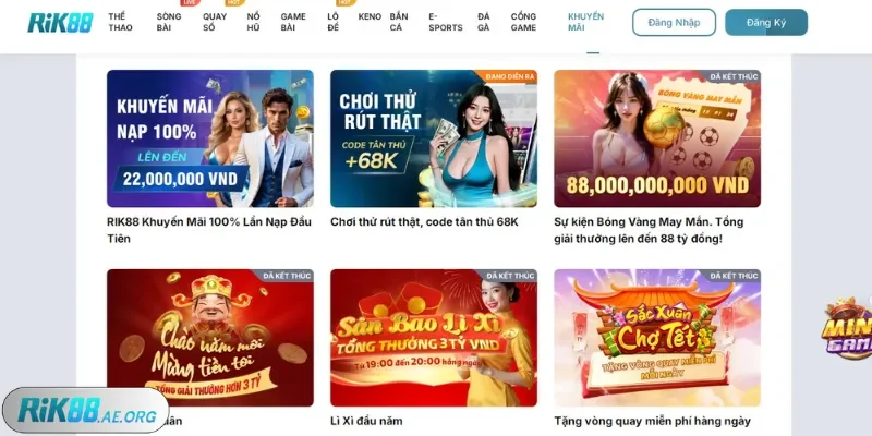 List khuyến mãi Rik88 cuốn hút