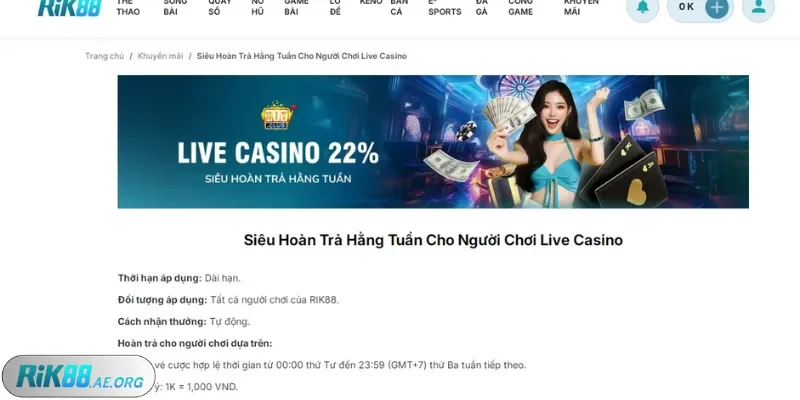 Siêu hoàn trả ngất ngây cùng Casino Live