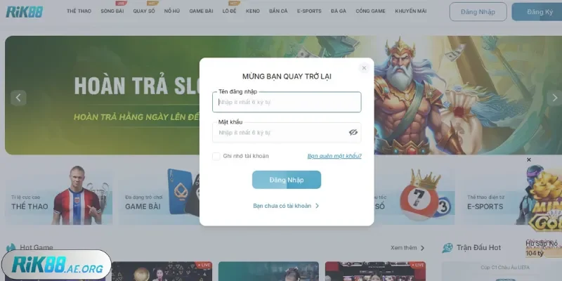 Thực hiện đăng nhập Rik88 chuẩn